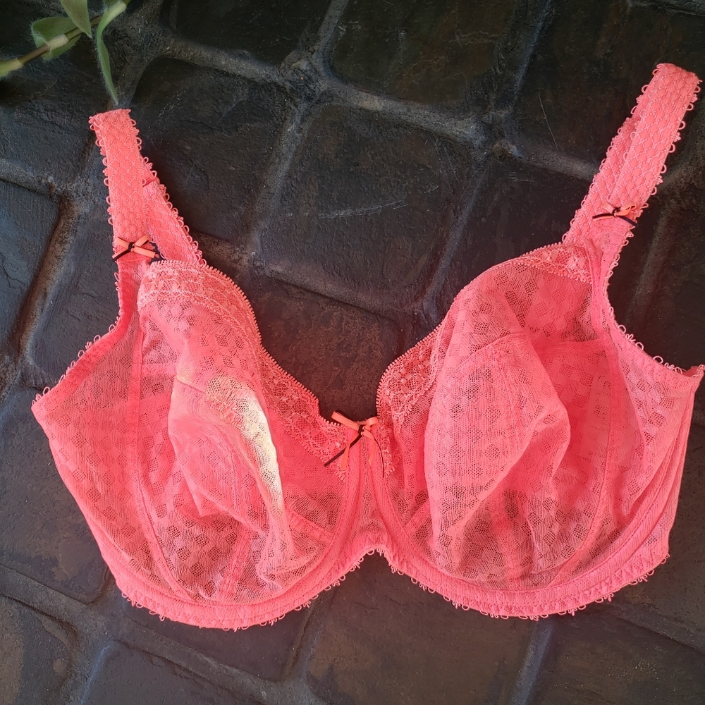 Freya neon orange 32J sheer underwire bra